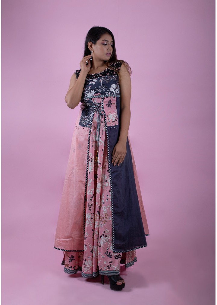 Blue-Pink Long Kurti