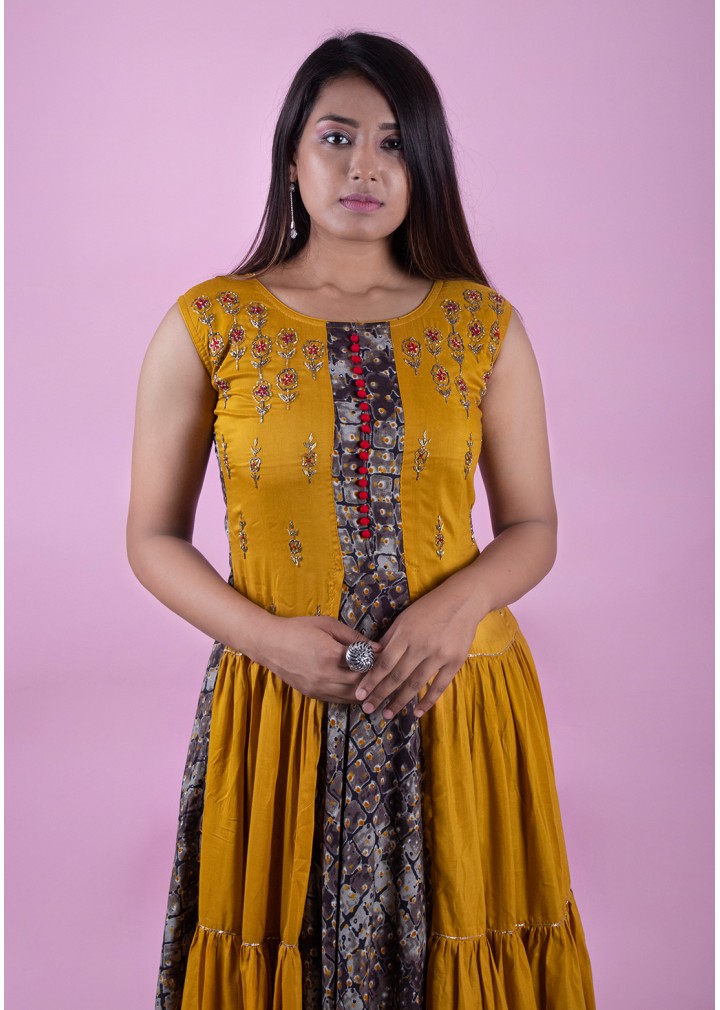 Coffee-Mustard Long Kurti