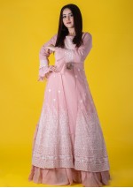  Peach Lakhnavi Wedding Gown