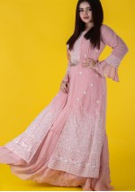  Peach Lakhnavi Wedding Gown