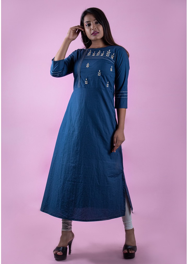 Blue A-line Kurti