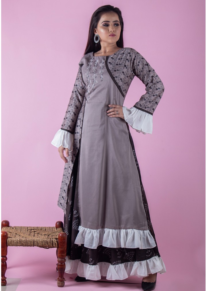  Grey-Black Long kurti