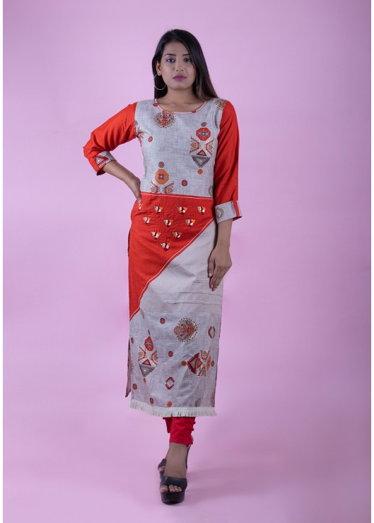  Geometric Print Straight Kurti