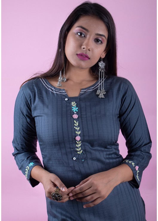  Dark Grey Straight Kurti