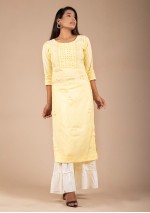  Green Kurti with Thread and Mirror Work