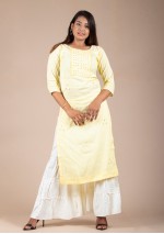  Green Kurti with Thread and Mirror Work