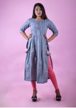  Grey Kurti with Thread and Metal Cutwork