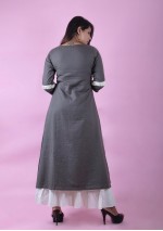 Dark Grey A line Handwork Kurti