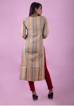  Yellow A line Kurti with Threadwork