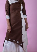  Coffee & White Long Kurti