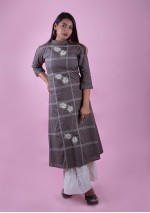 Grey A line Cotton Kurti