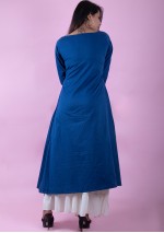 Blue A line Kurti with Handwork