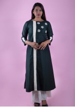 Green A line Kurti with Handwork